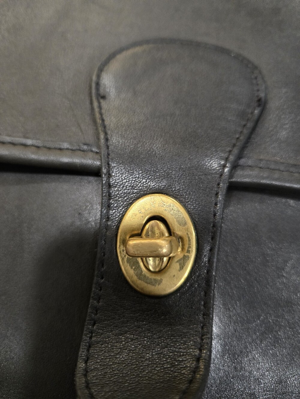 Coach• Vintage Station Black Leather Bag with Gold Accent. M4C 5130 - Picture 8 of 16